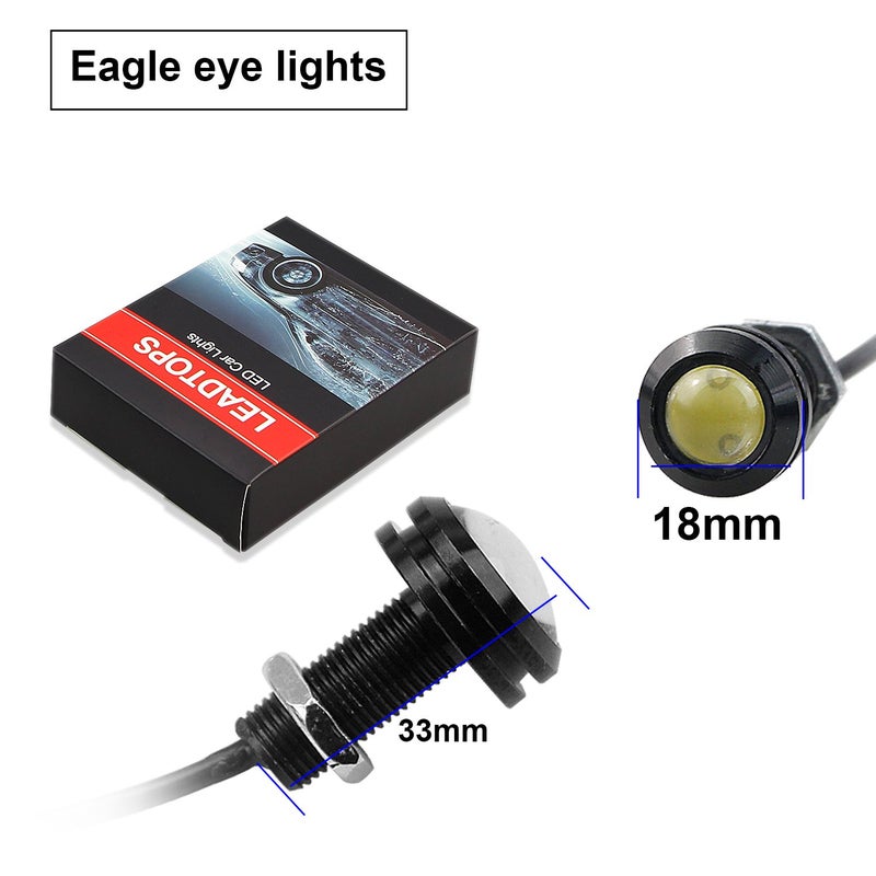 LEADTOPS 10Pcs 18mm 12V Eagle Eye LED Car Fog DRL Daytime Running Light Backup Reverse Tail Rock Lights Small bulb (White, Black Case) - Image 3